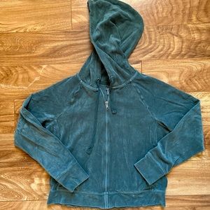 Aerie Olive Velour Zip Up